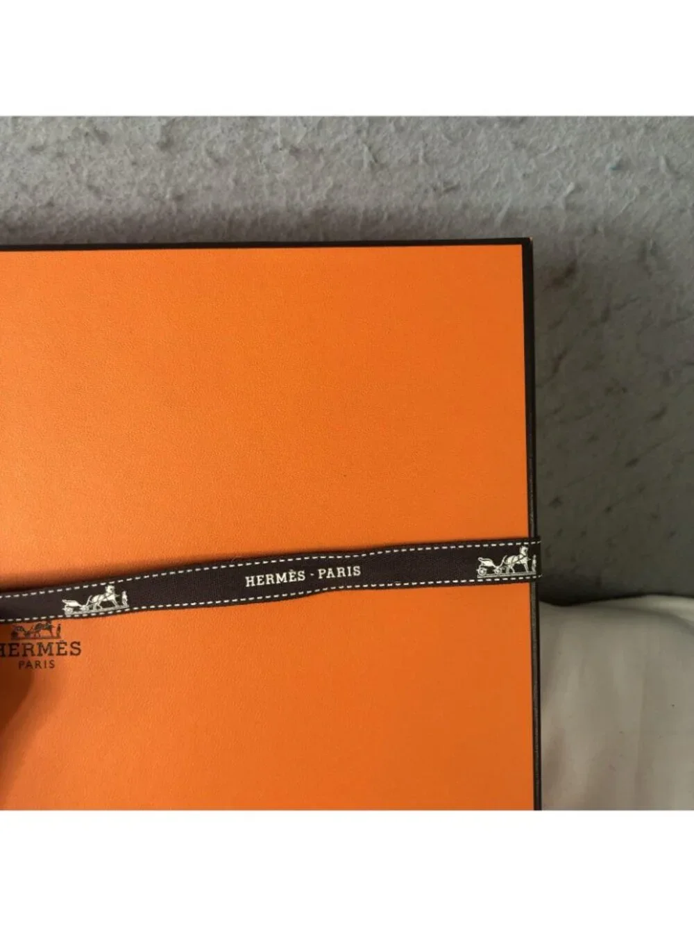 Hermes Dust Bag Womens One Size Orange Herringbone Logo Box Ribbon Storage